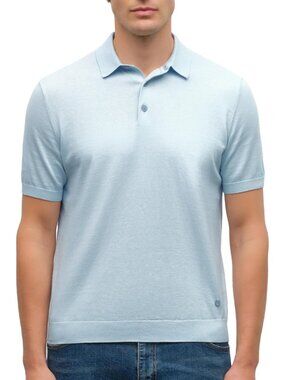 Men’s Rocks Blue Pima Cotton & Cashmere Polo Shirt – Luxury Short Sleeve
